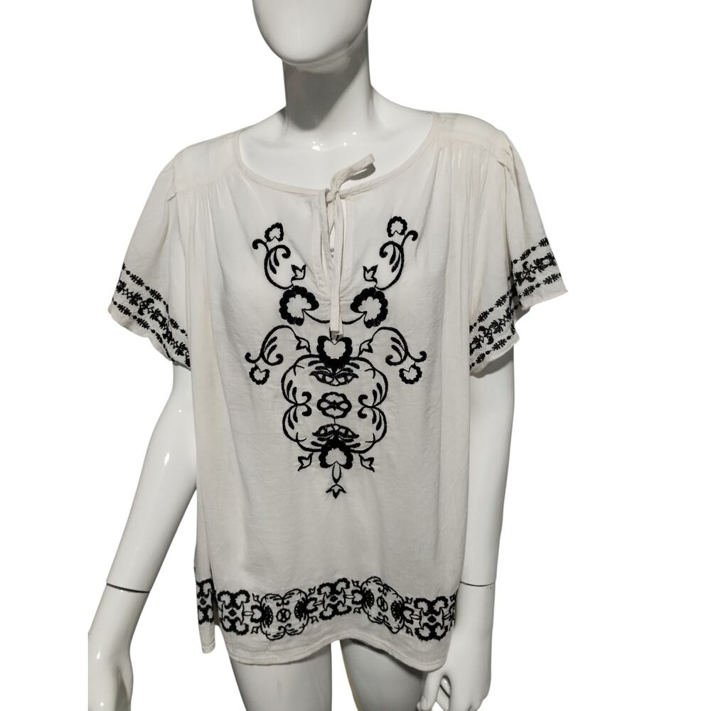 Old Navy XXL Women's Matching Embroidered Boho Cottagecore Peasant Flutter Top